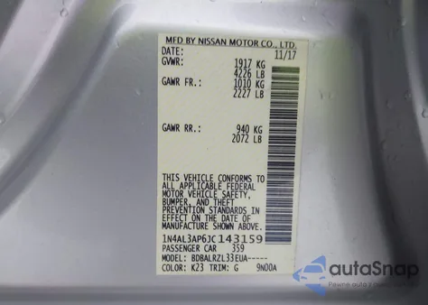 2018 Nissan Altima 2.5 Sl from USA, damaged, VIN 1N4AL3AP6JC143159